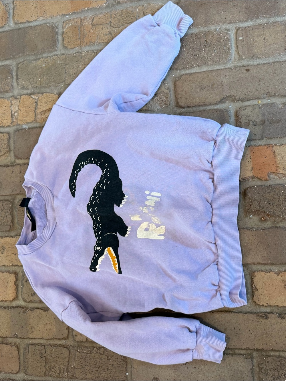 Mini Rodini Lilac Crewneck Sweatshirt with Gold Logo Tag